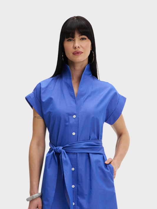 CAP SLEEVE DRESS: BLUE LAGOON