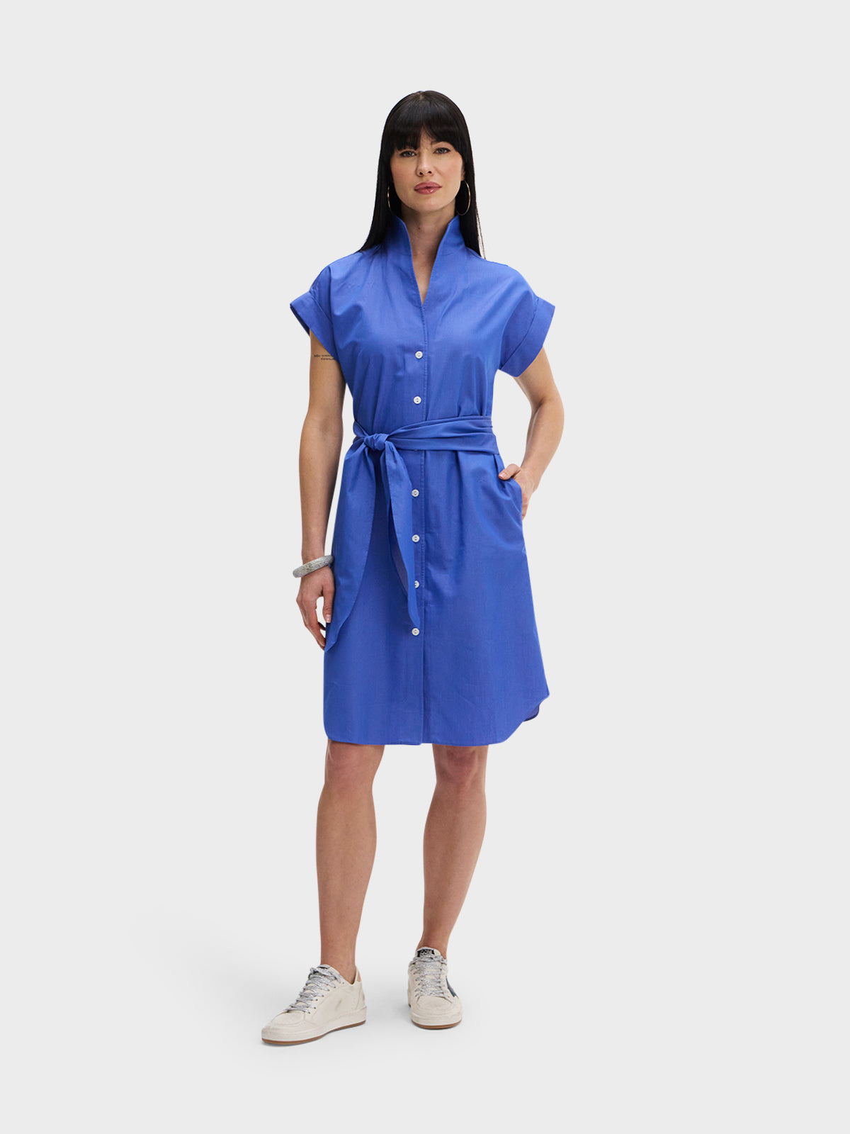 CAP SLEEVE DRESS: BLUE LAGOON