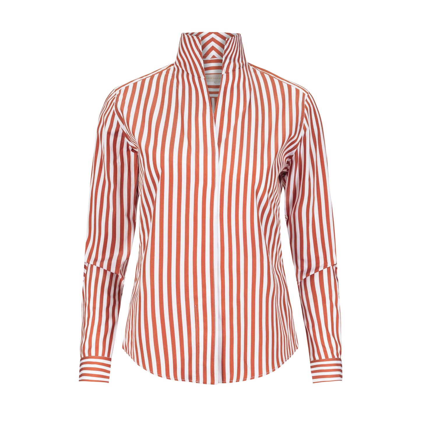 Signature Rust Go With It orange and white striped womens dress shirt