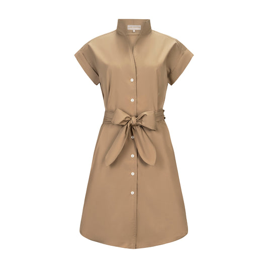 CAP SLEEVE DRESS: VINTAGE KHAKI