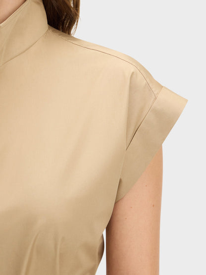 CAP SLEEVE DRESS: VINTAGE KHAKI