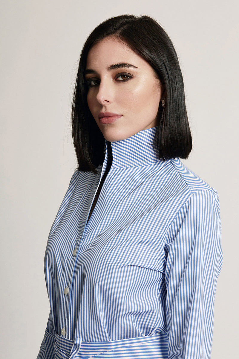 Collar on Boyfriend Blue shirt dress