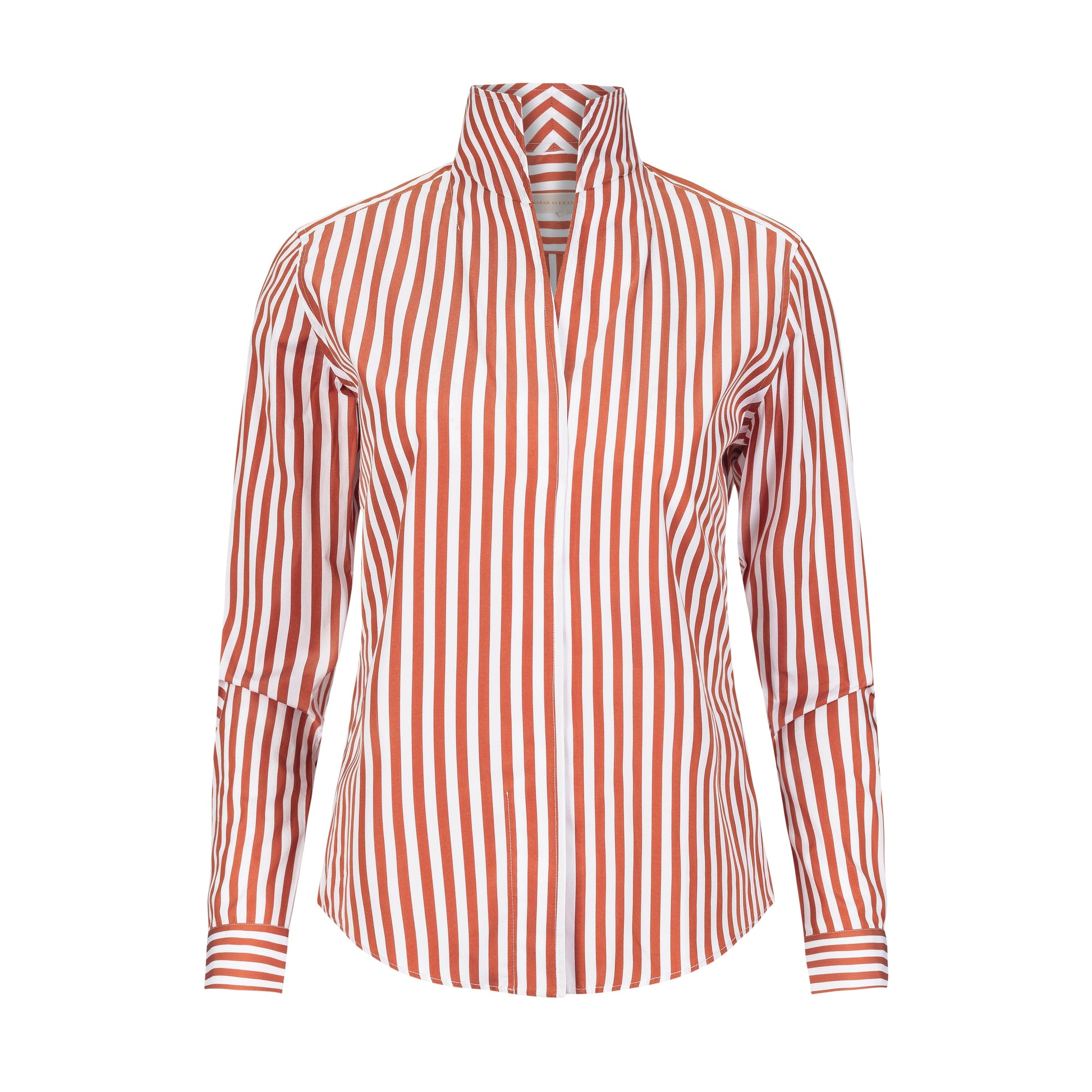 Signature Rust Go With It orange and white striped womens dress shirt