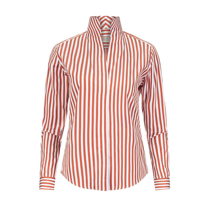 Signature Rust Go With It orange and white striped womens dress shirt